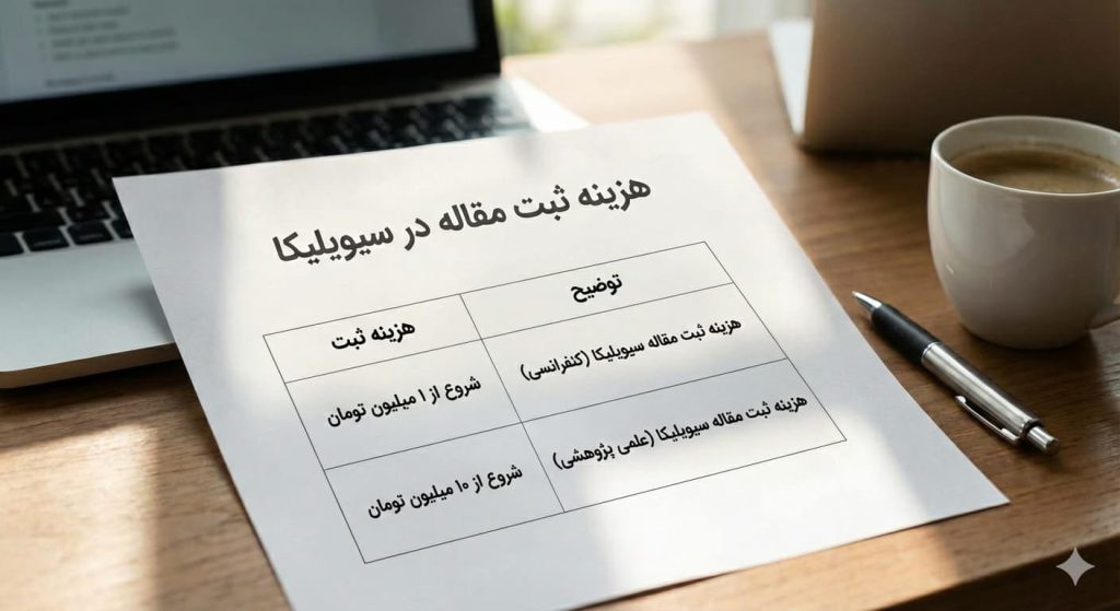 هزینه ثبت مقاله در سیویلیکا